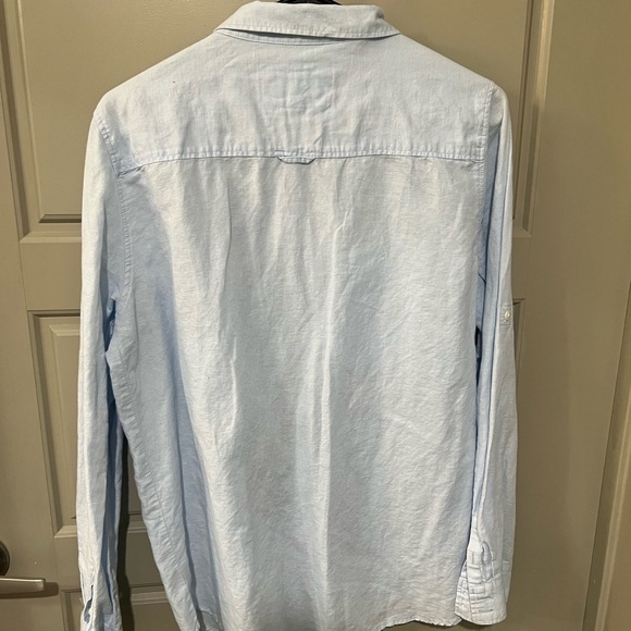 Express Linen Light Blue Button-Up Shirt - Picture 3 of 5